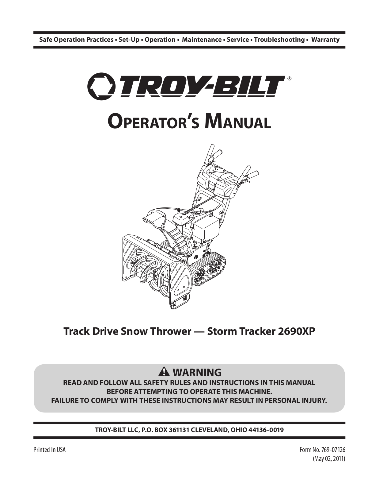 Troy-Bilt 2690XP User Manual