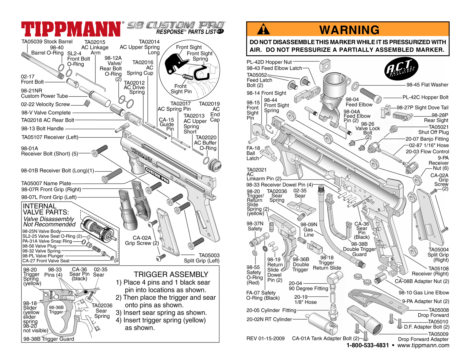 Tippmann 98 Custom Pro Response ACT User Manual