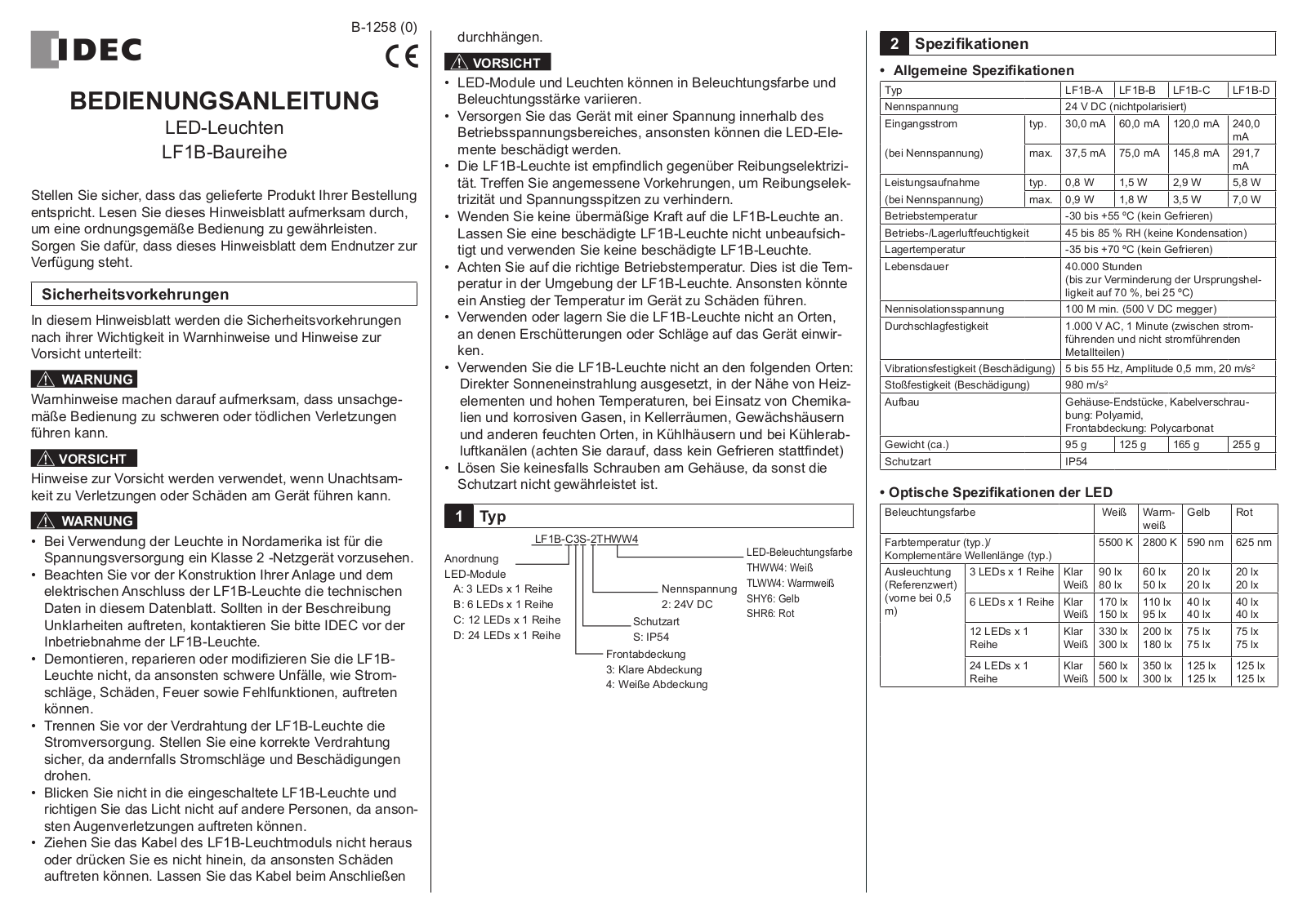 Idec LF1B-C3S-2THWW4 User guide