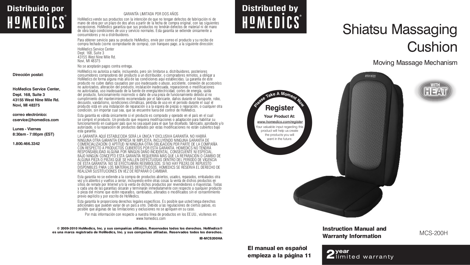 Homedics MCS-200H Instruction Manual