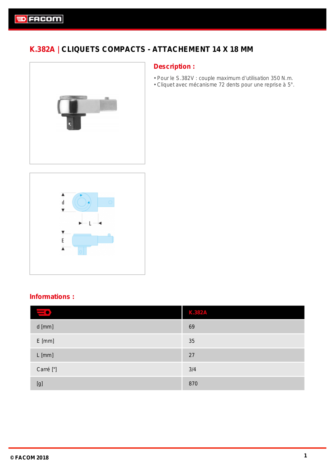Facom K.382A Specification - ManualMachine.com