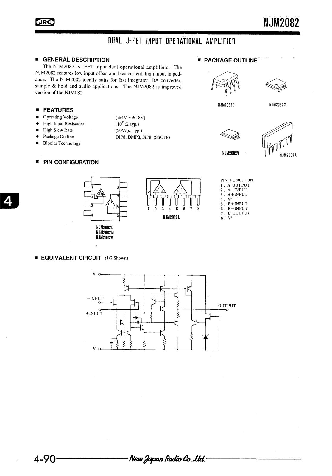 JRC NJM2082V, NJM2082M, NJM2082L, NJM2082D Datasheet