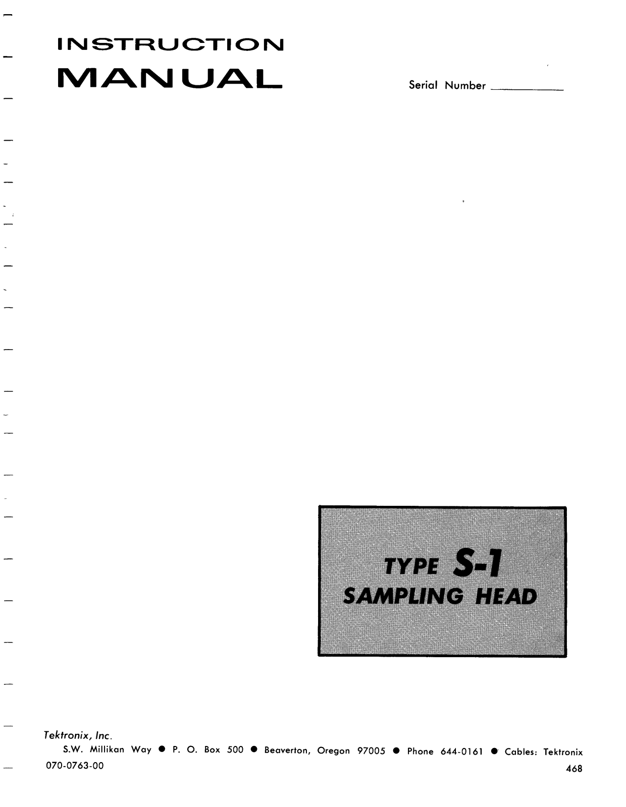 Tektronix S-1 Instruction Manual