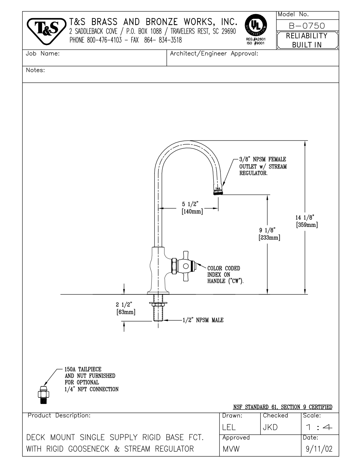 T & S Brass & Bronze Works B-0750 General Manual