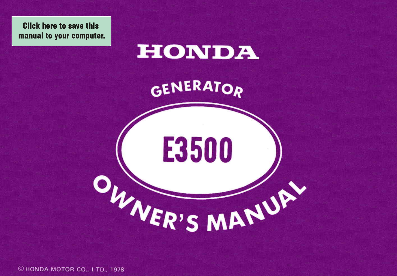 Honda Power Equipment E3500 User Manual