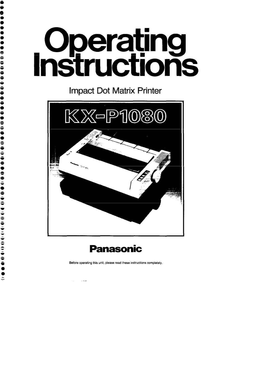 Panasonic KX-P1080 User Manual