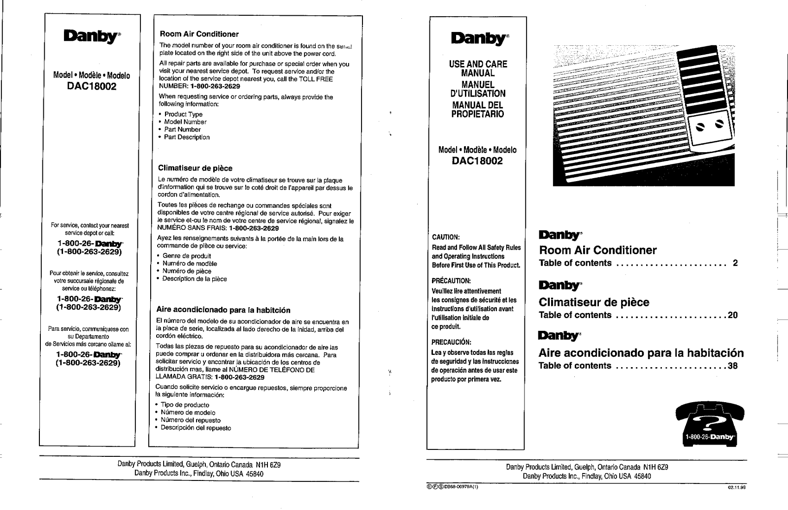 Danby DAC18002 User Manual