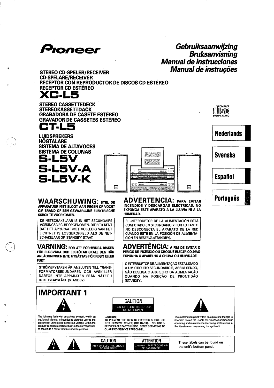 Pioneer XC-L5, S-L5V-K, S-L5V-A, S-L5V, CT-L5 User Manual