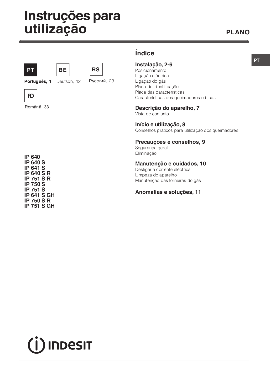 Indesit IP 751 S R User Manual