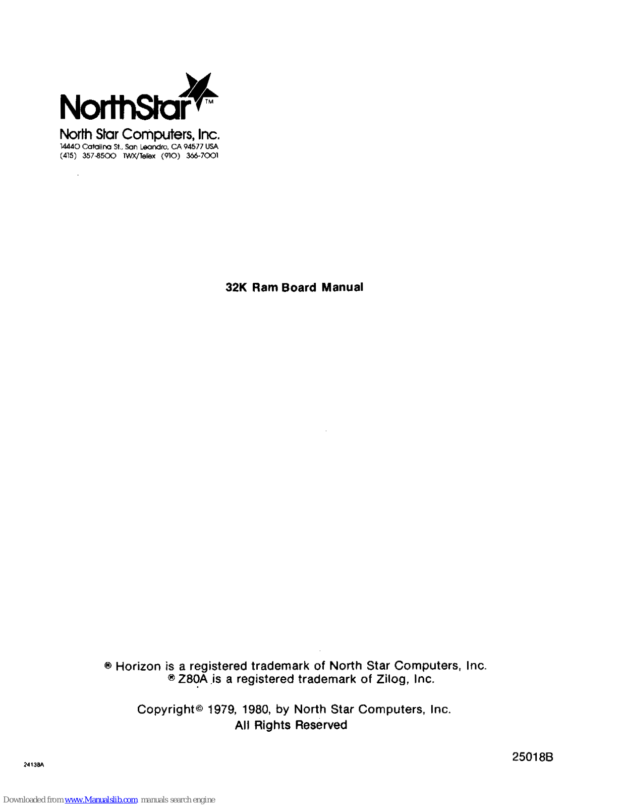 North Star RAM-32-A User Manual