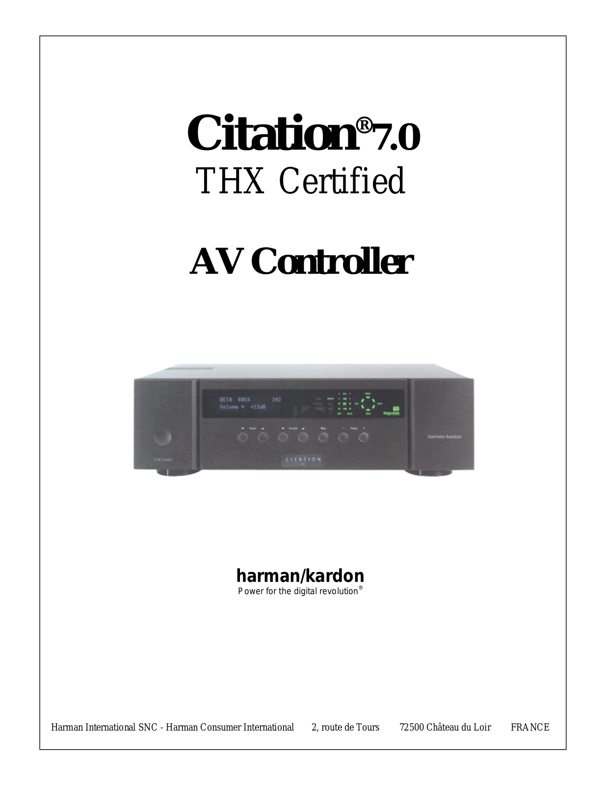 Harman Kardon Citation 7.0 Service Manual