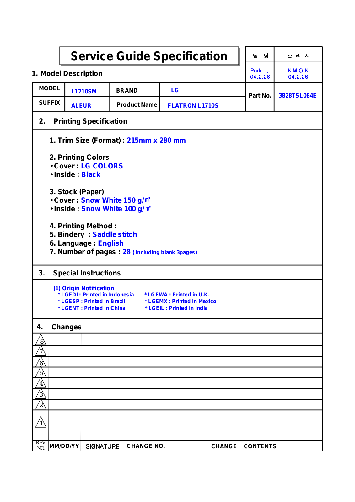 LG L1710SM, L1710S Service Manual