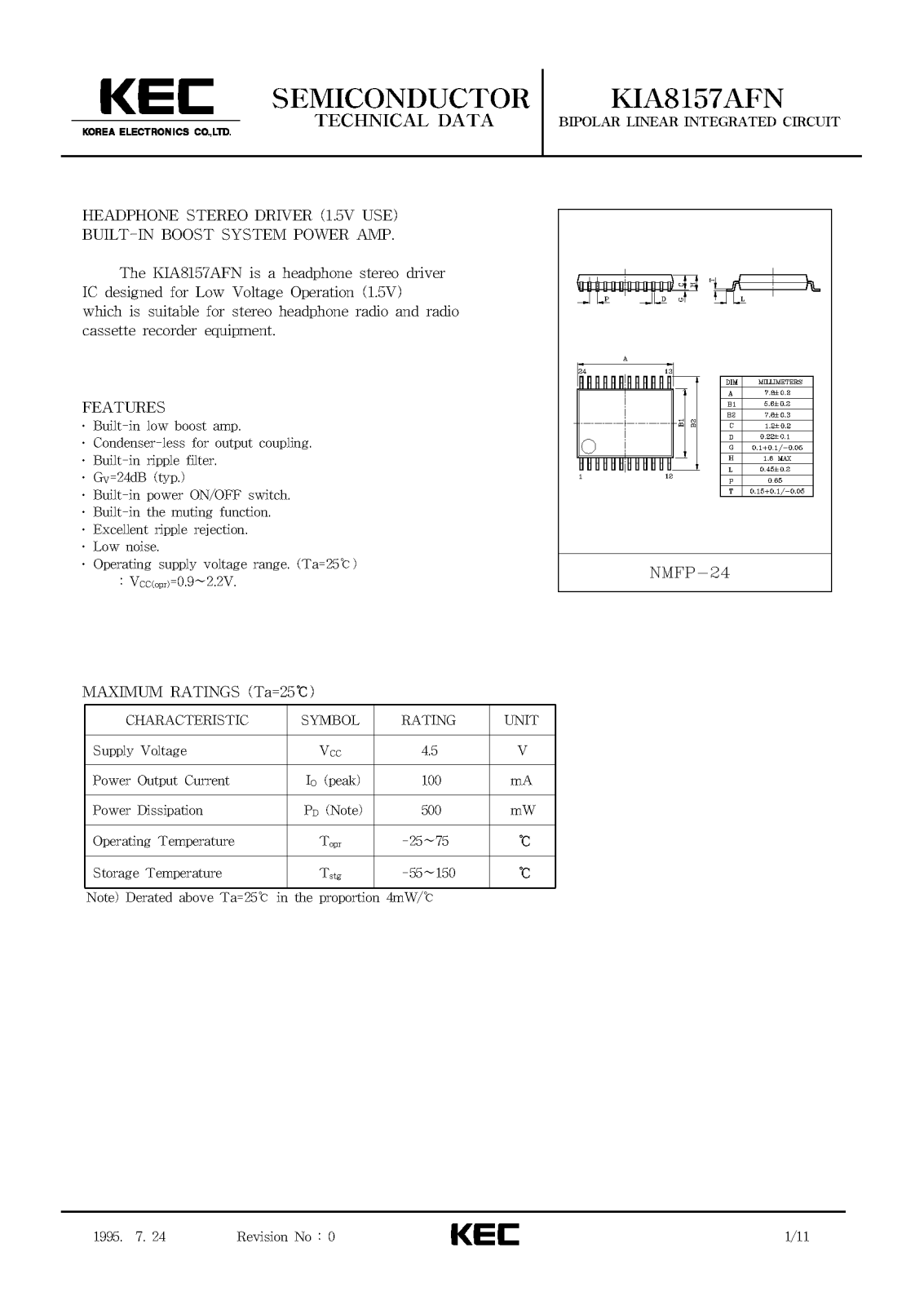 KEC KIA8157AFN Datasheet