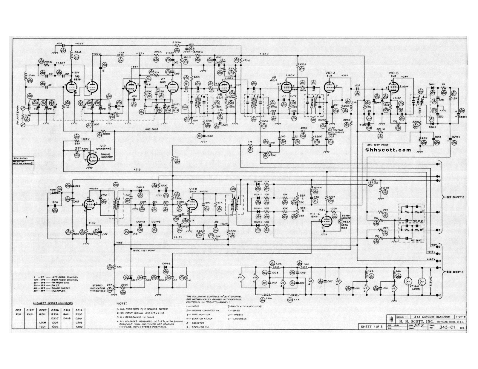 H.H. Scott 345 Schematic