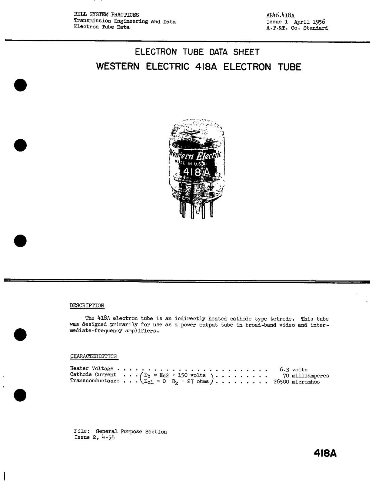 Western Electric 418-A Brochure