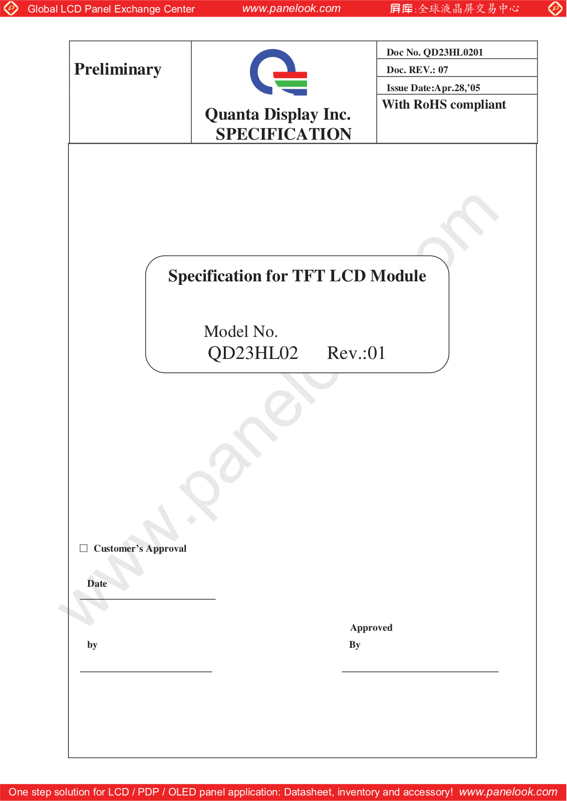 QDI QD23HL02 Specification