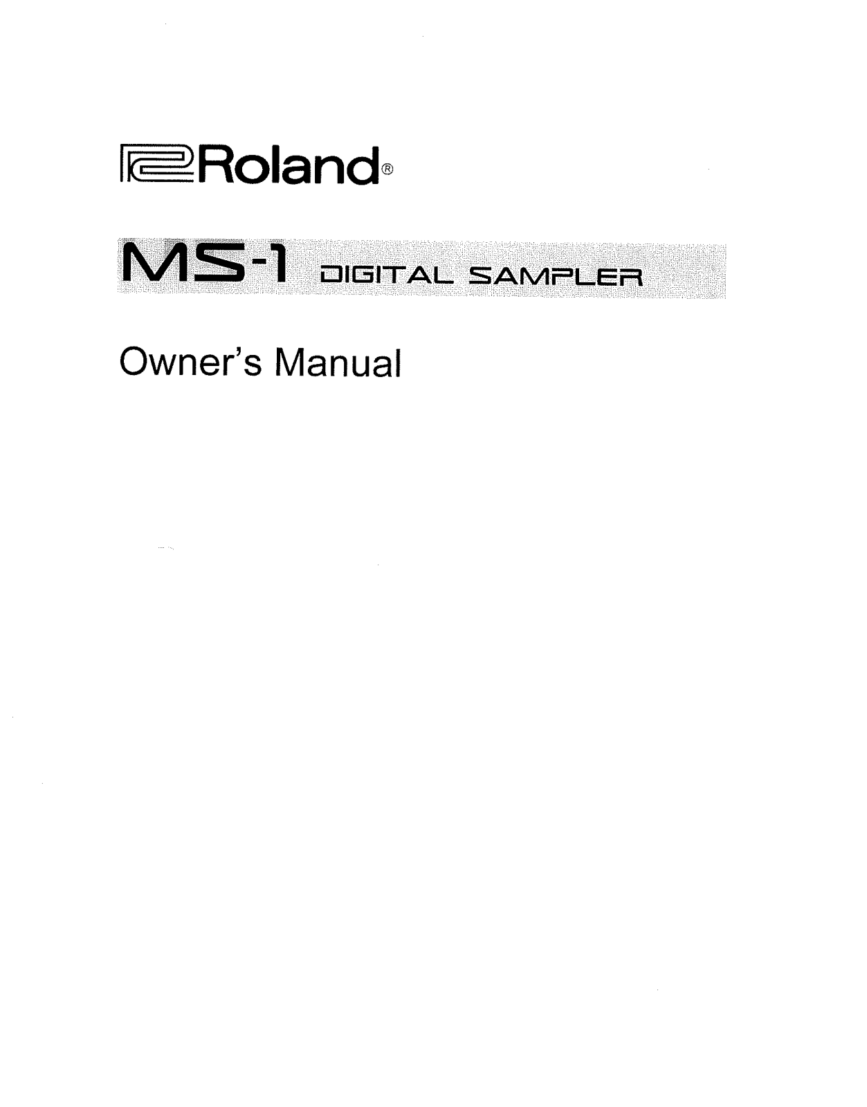 Roland Corporation MS-1 Owner's Manual