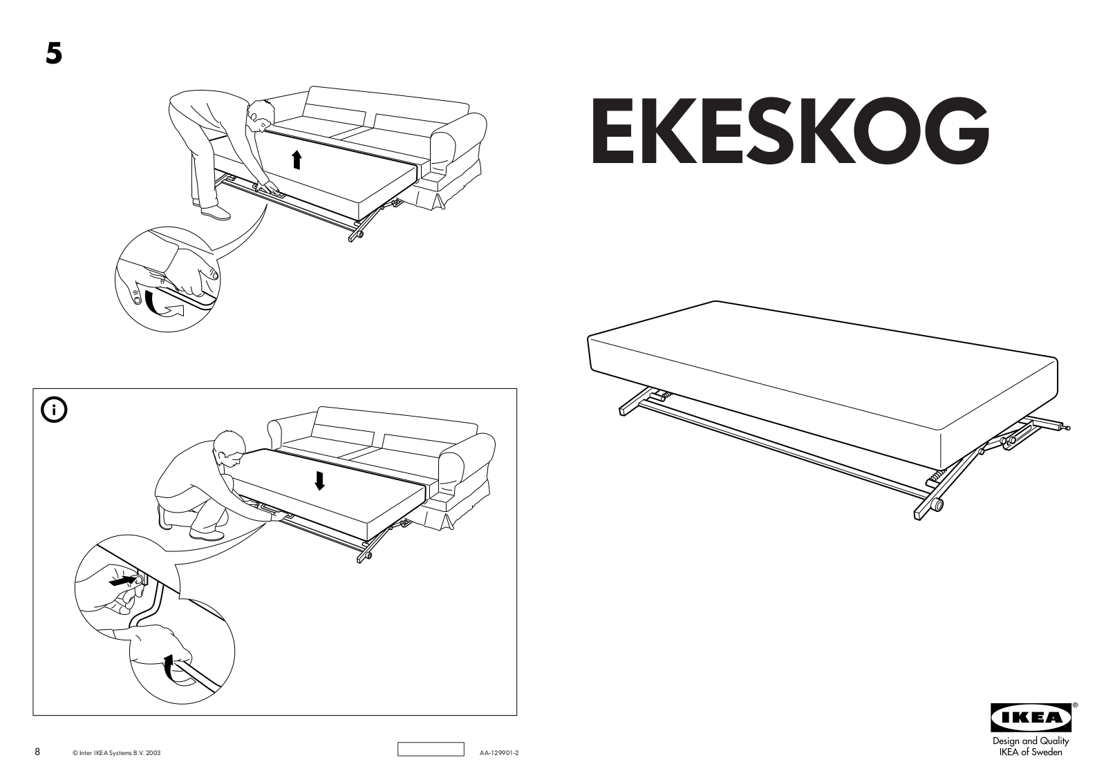 IKEA EKESKOG BED MECHANISM Assembly Instruction