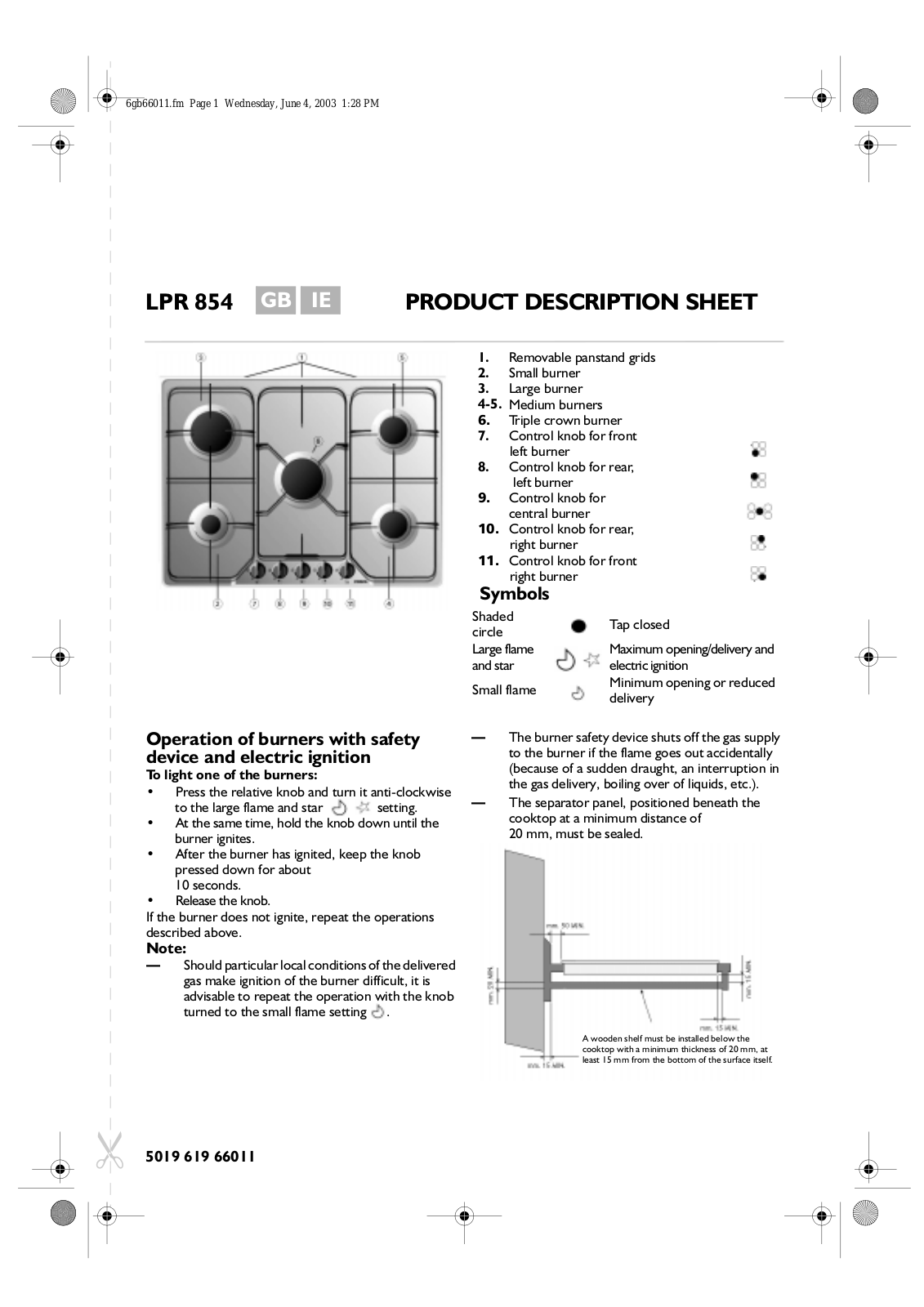 Whirlpool LPR 854 INSTRUCTION FOR USE