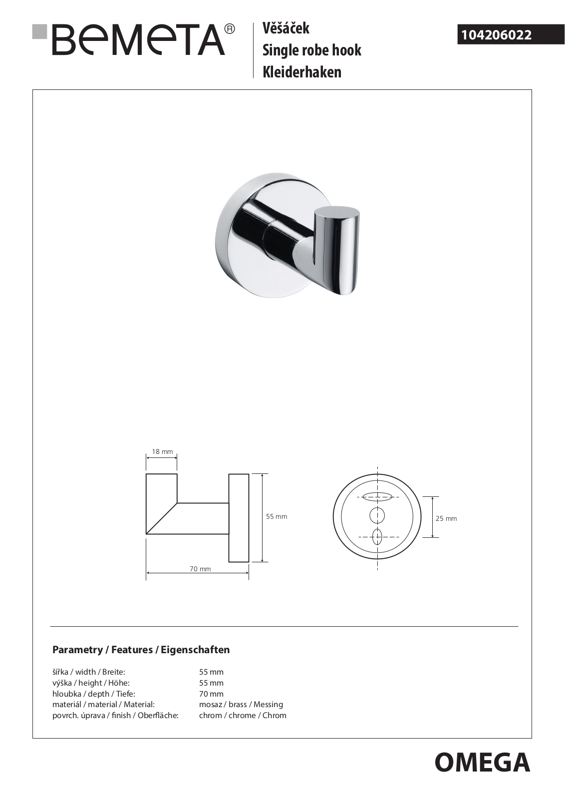 Bemeta Omega 104206022 User guide