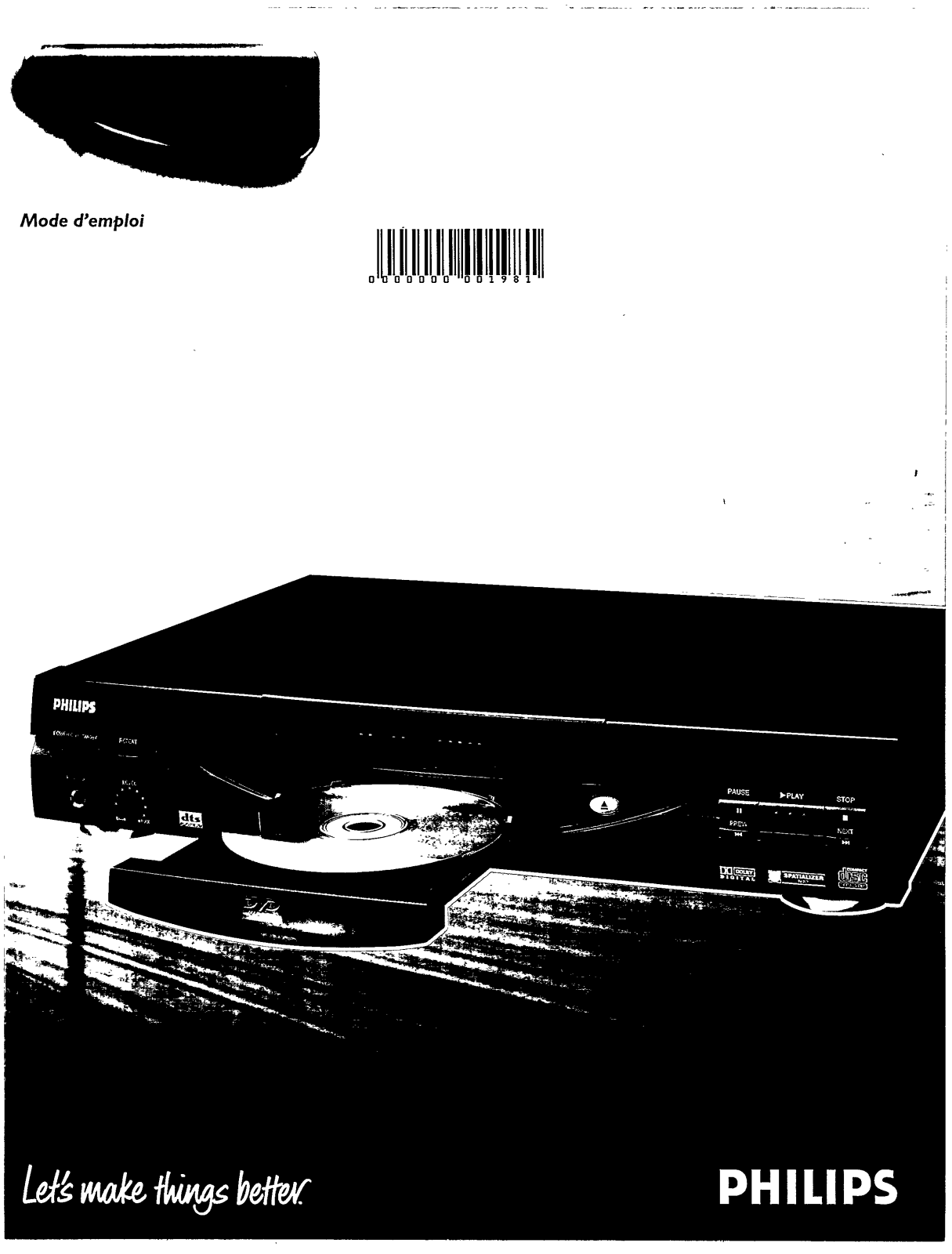 PHILIPS DVD855AT, DVD855AT99 User Manual