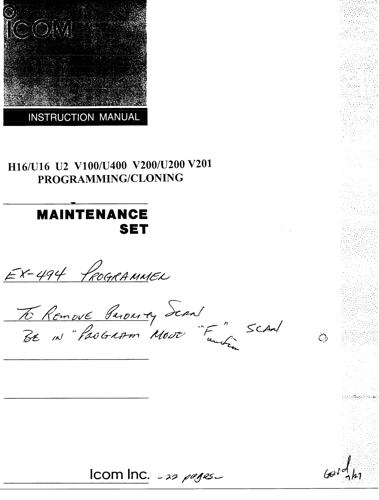 Icom IC-V201, IC-U200, IC-U400, IC-V100, IC-U2 User Manual