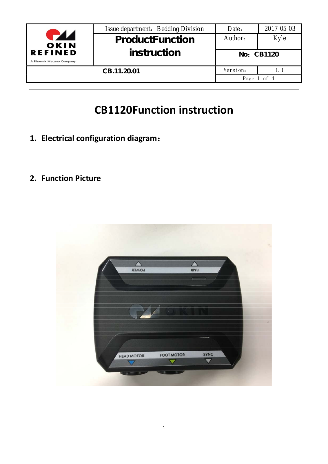 OKIN Refined Electric Technology CB1120 Users manual