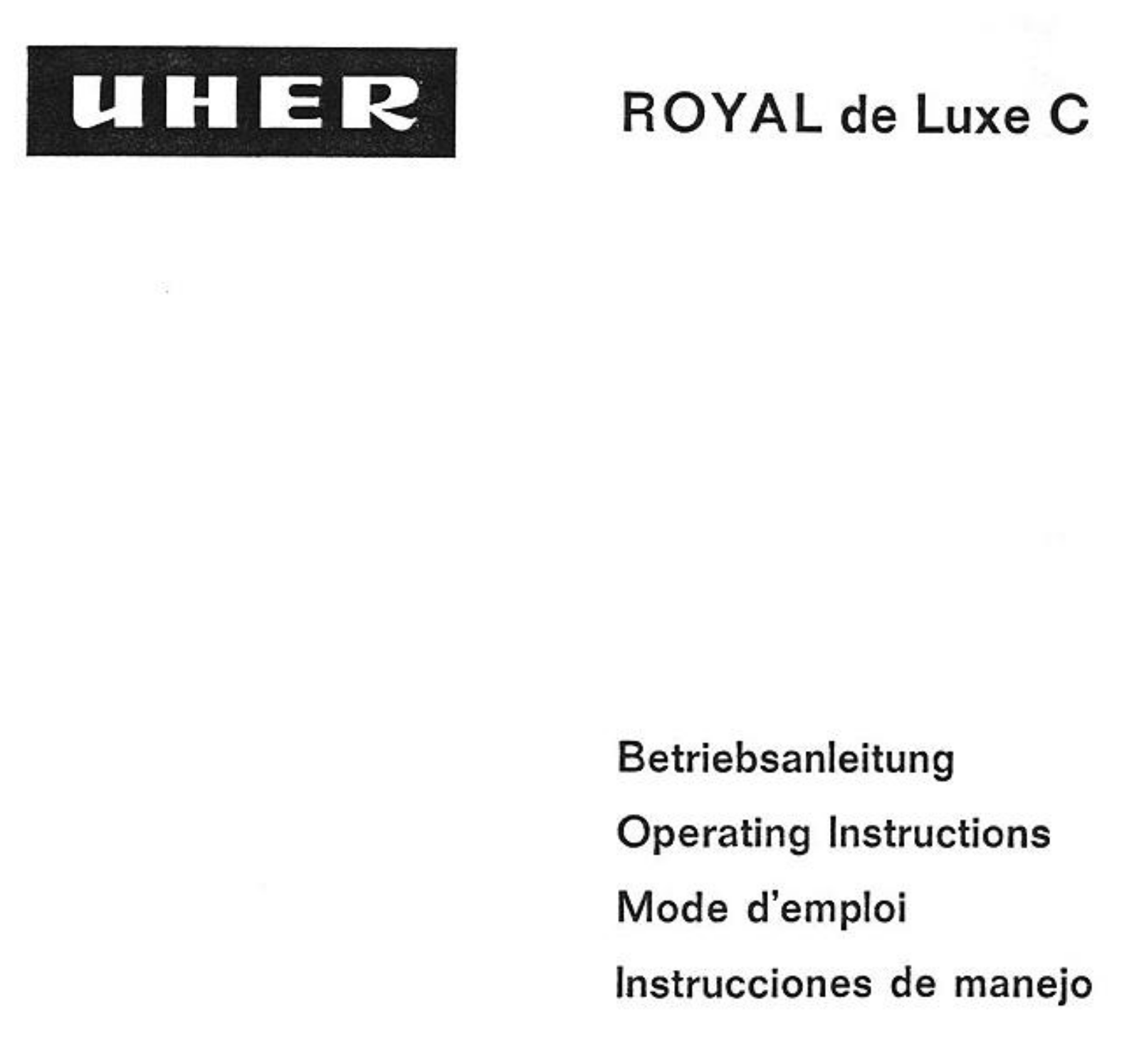 Uher Royal de Luxe C Owners manual