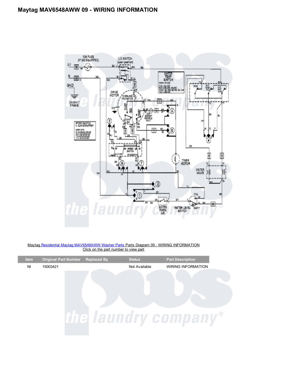 Maytag MAV6548AWW Parts Diagram