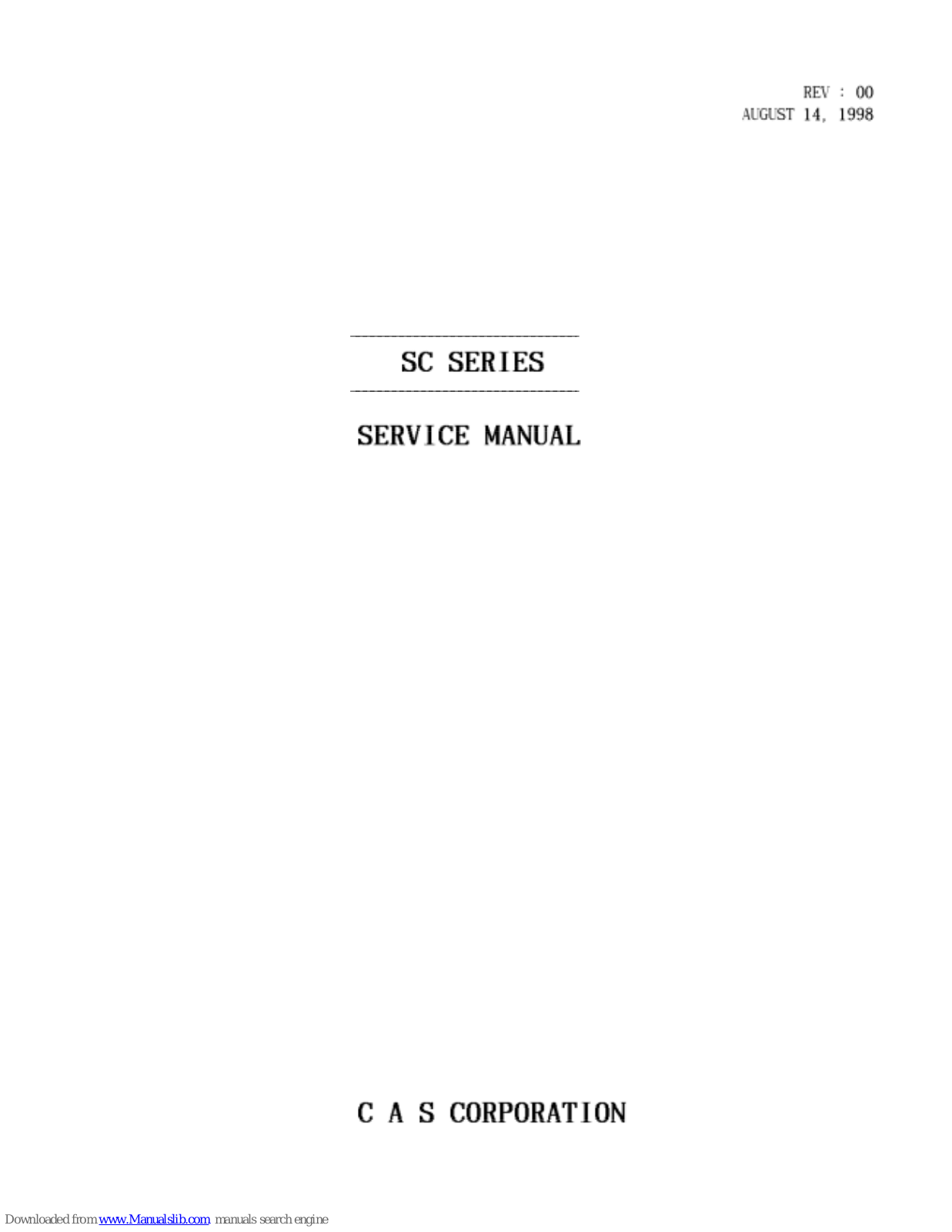 CAS SC-05P, SC-10P, SC-25P Service Manual