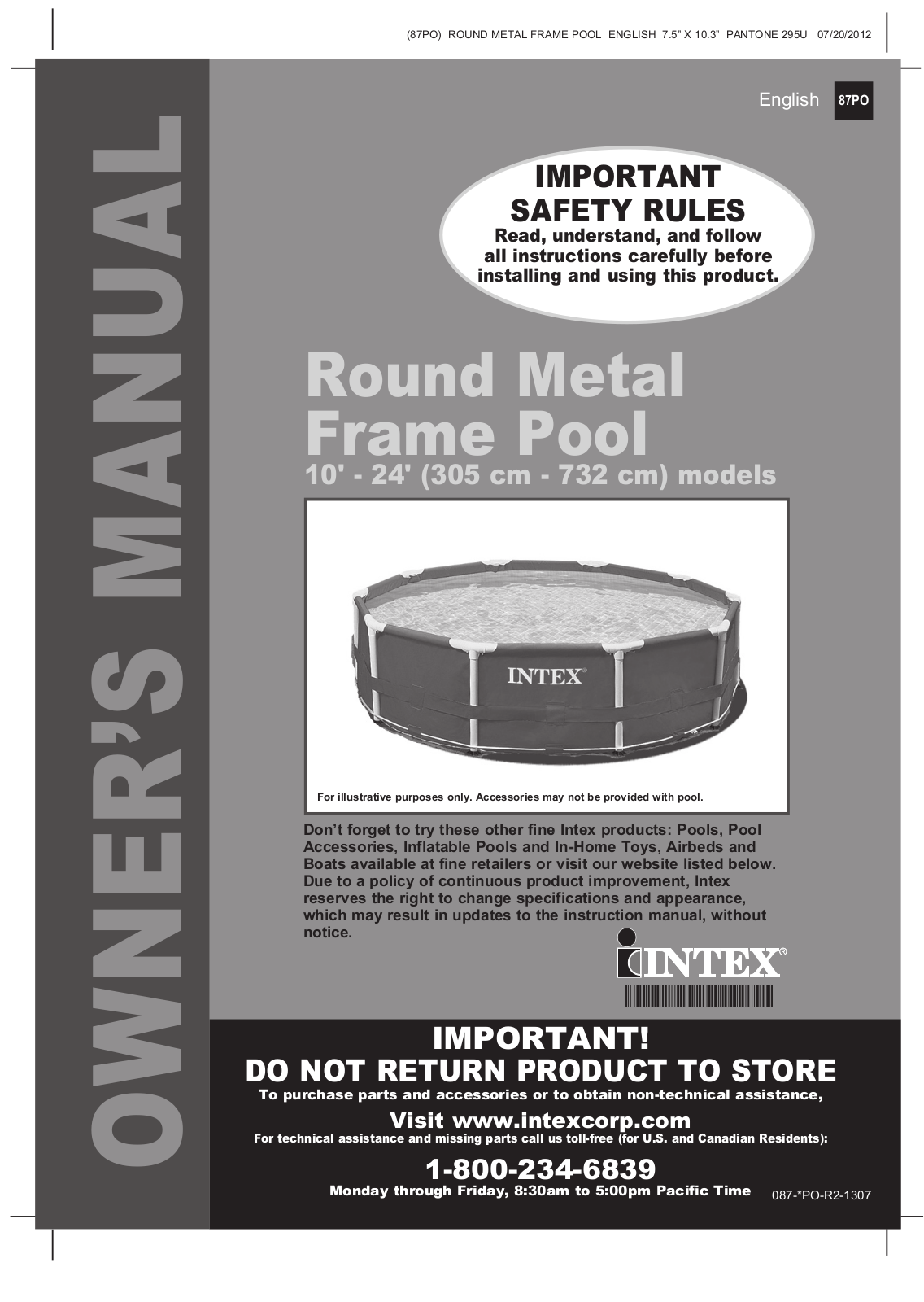 Intex 12 FT X 30 IN METAL FRAME POOL User Manual