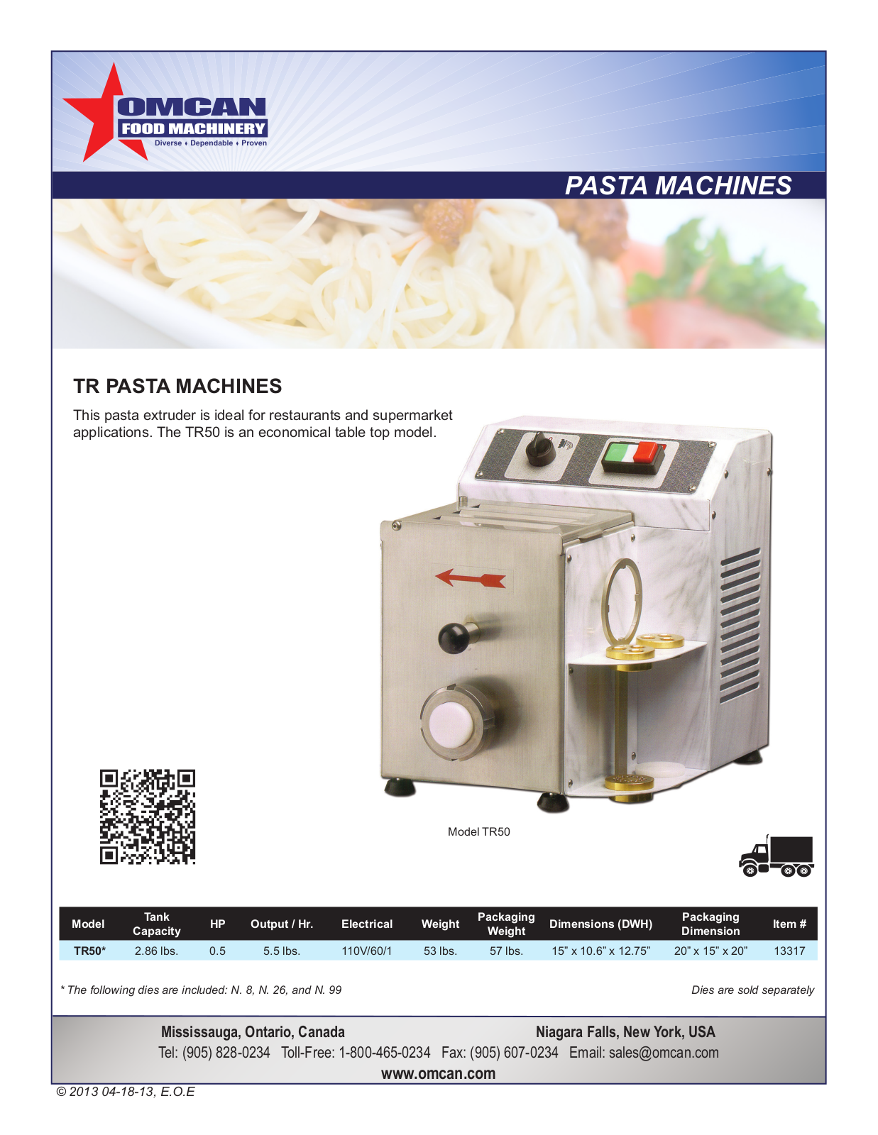 Omcan Food Machinery TR50 User Manual