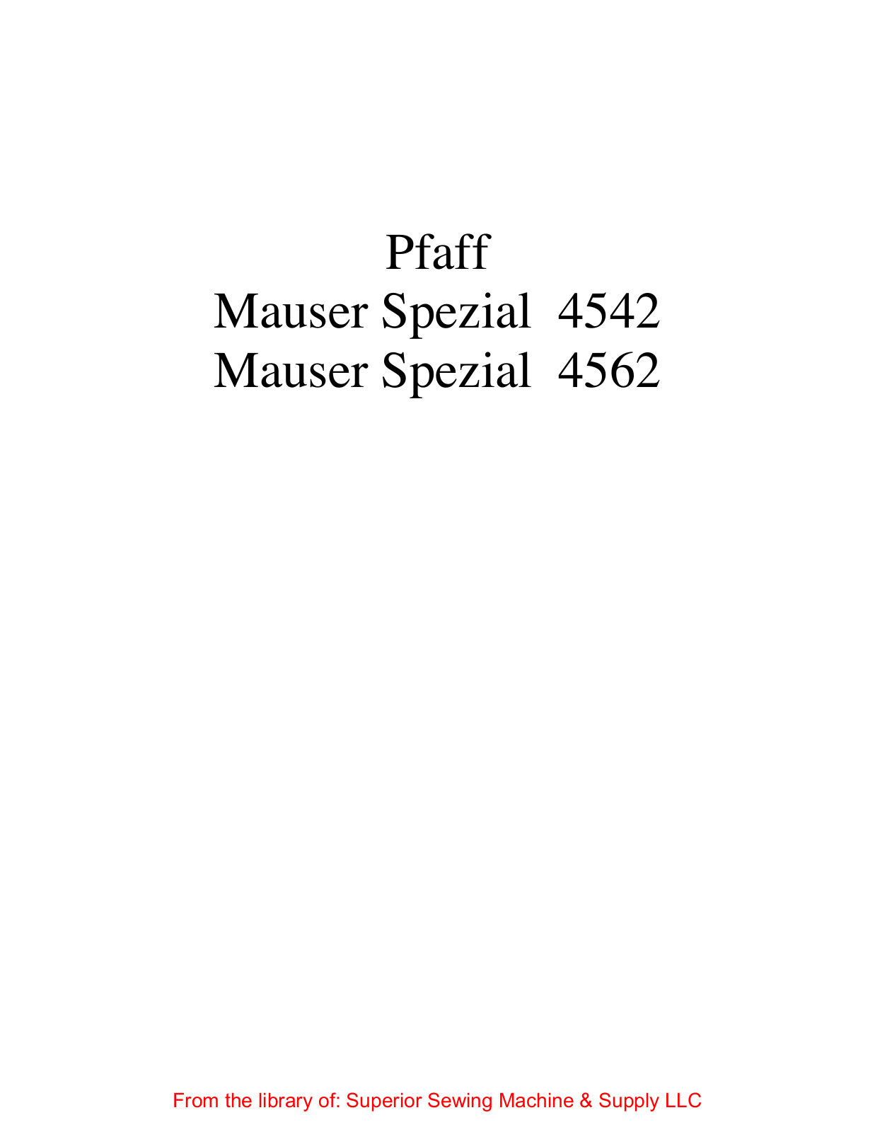 Mauser Spezial 4542, Spezial 4562 User Manual