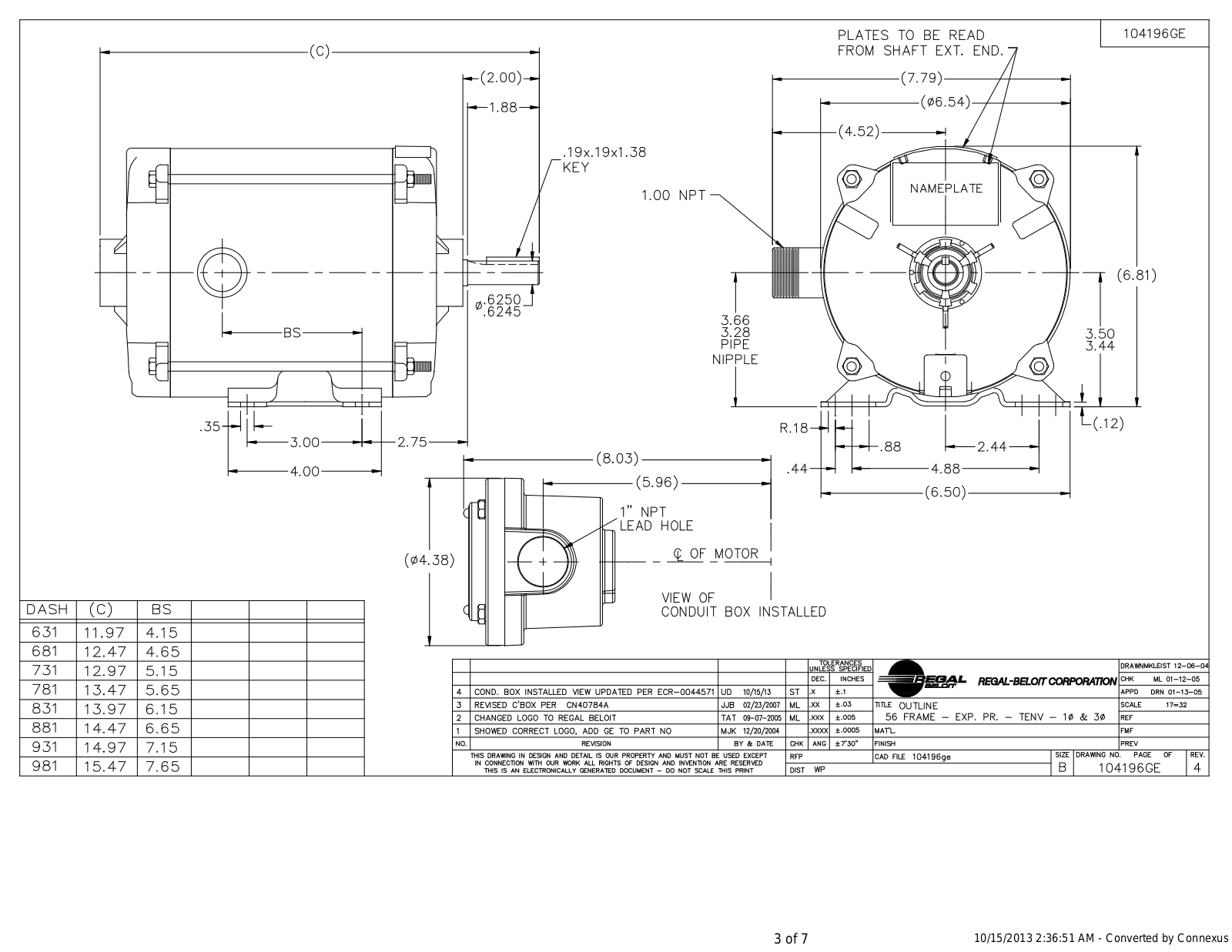 Marathon Electric 104196GE Reference Drawing