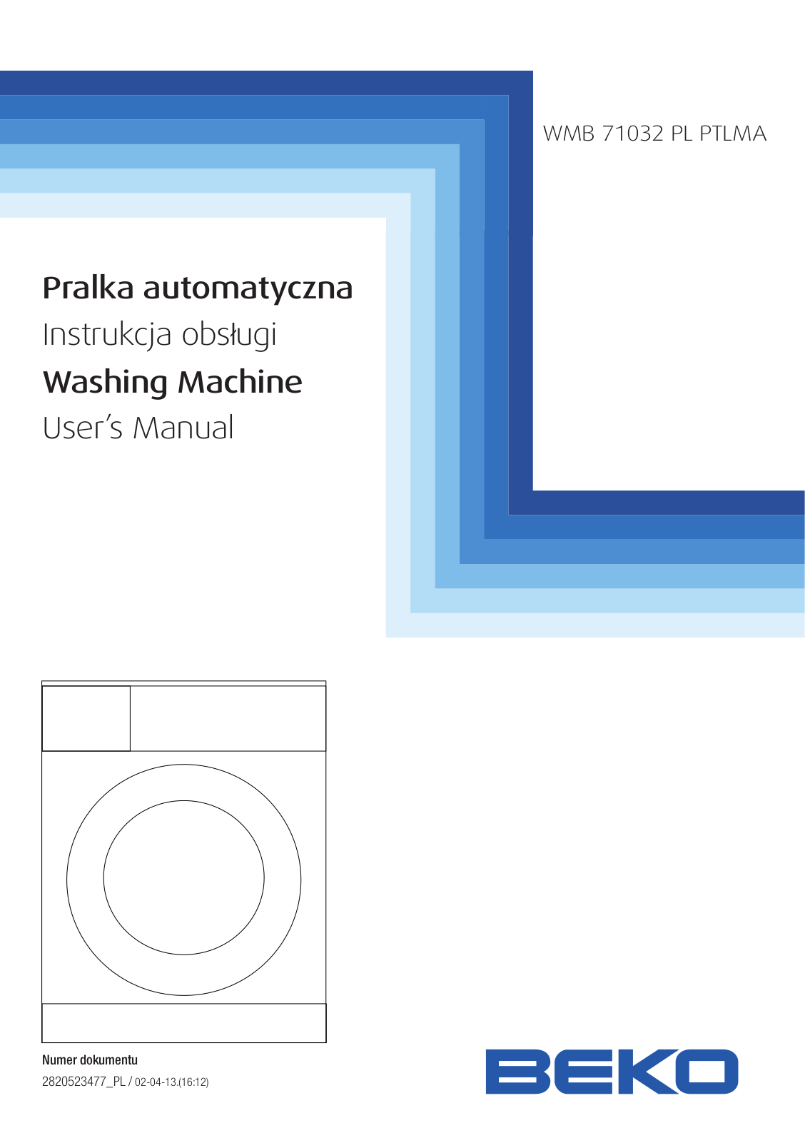 Beko WMB 71032 PL PTLMA Operating Instructions