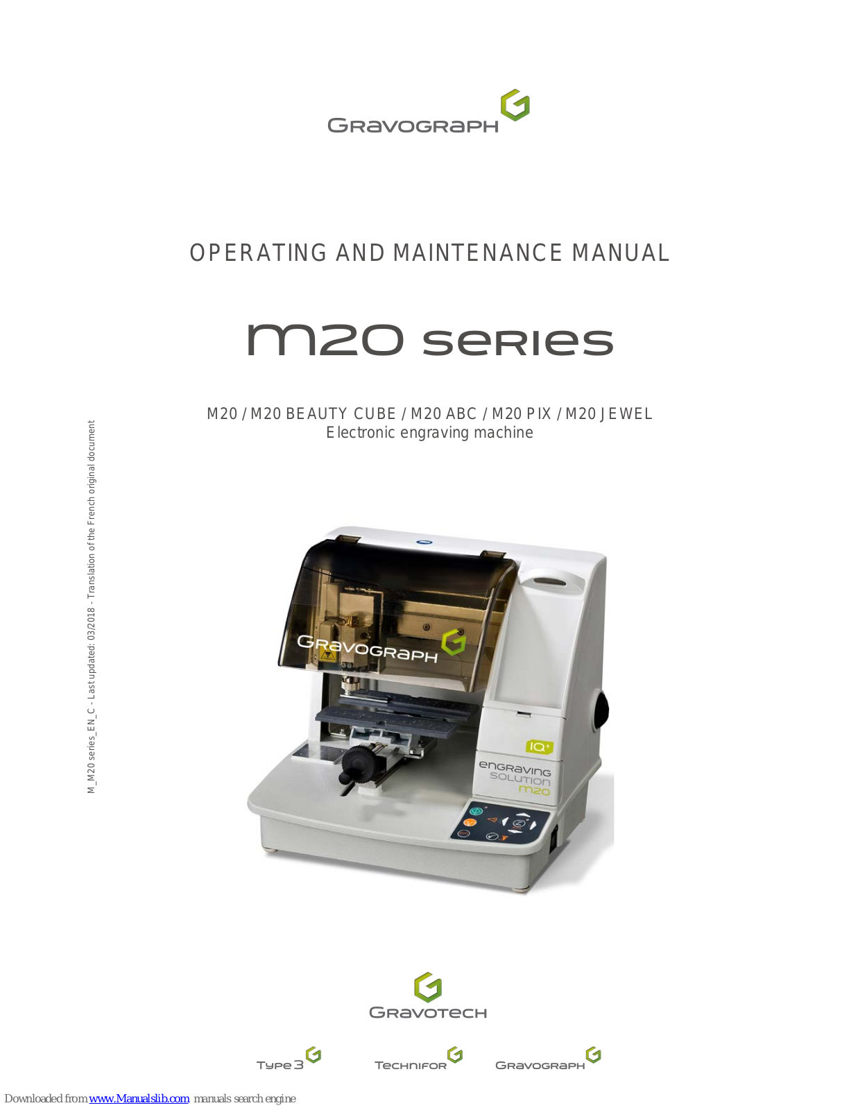 GRAVOGRAPH M20, M20 BEAUTY CUBE, M20 ABC, M20 PIX, M20 JEWEL Operating And Maintenance Manual