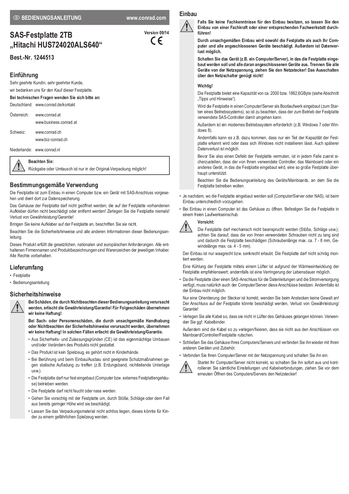 Hitachi HUS724020ALS640 User guide