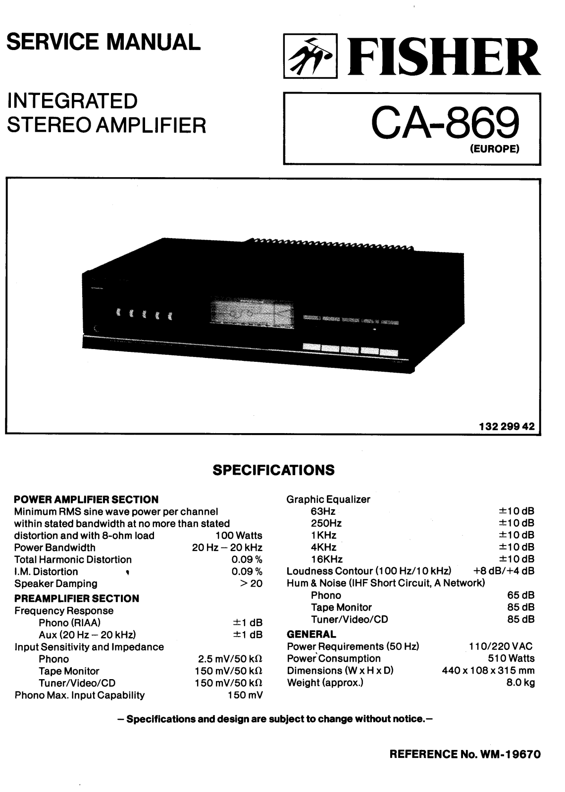 Fisher CA-869 Service manual