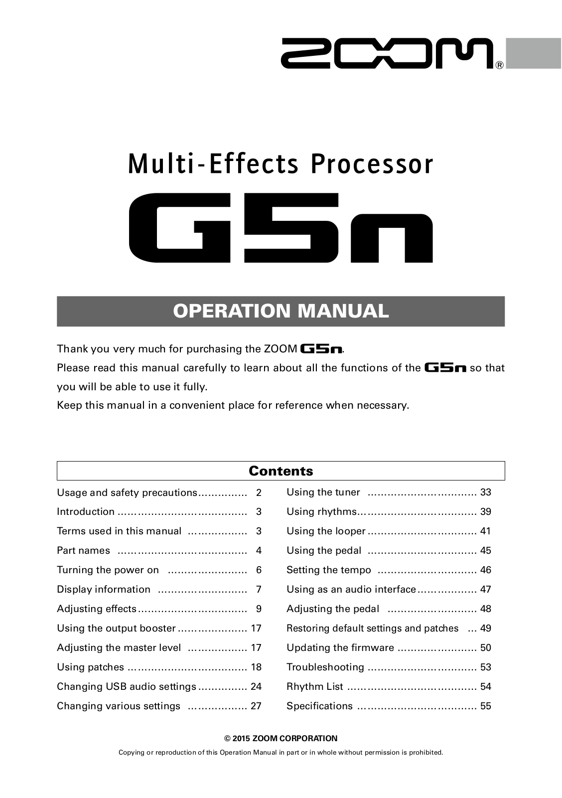 Zoom G5N User Manual