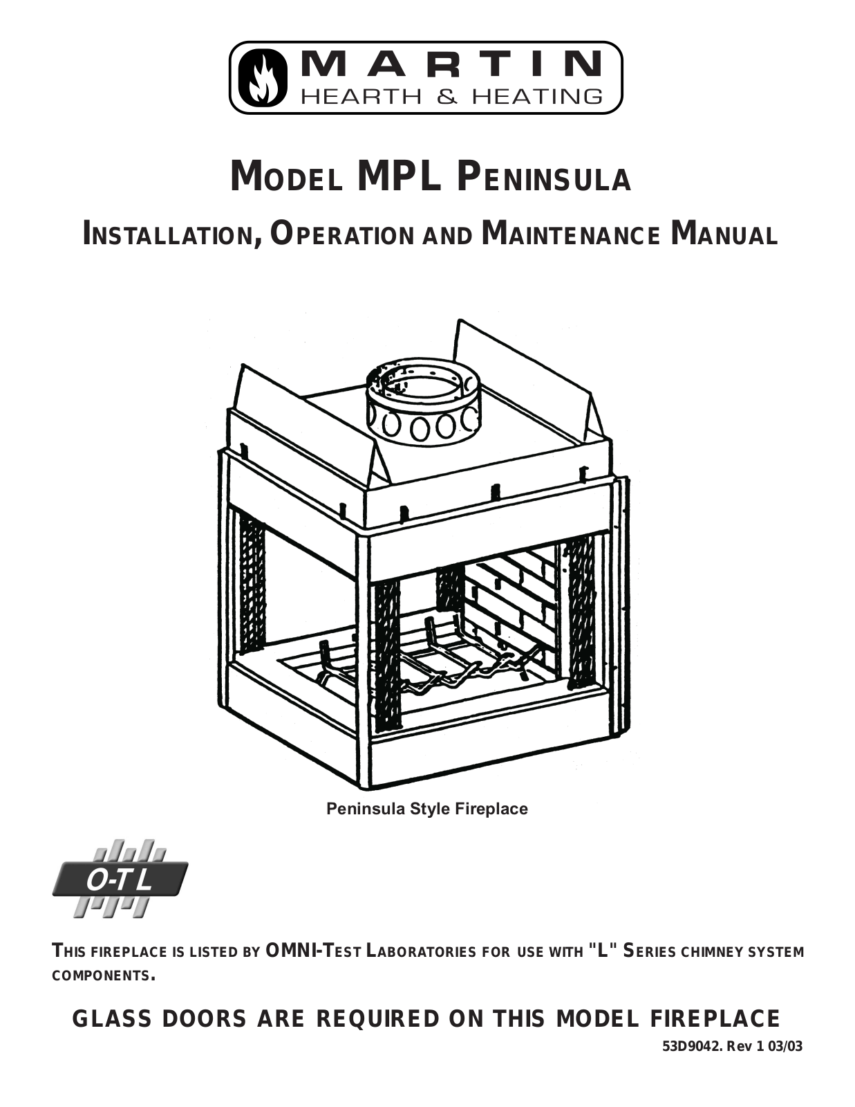 Martin Fireplaces MPL PENINSULA User Manual