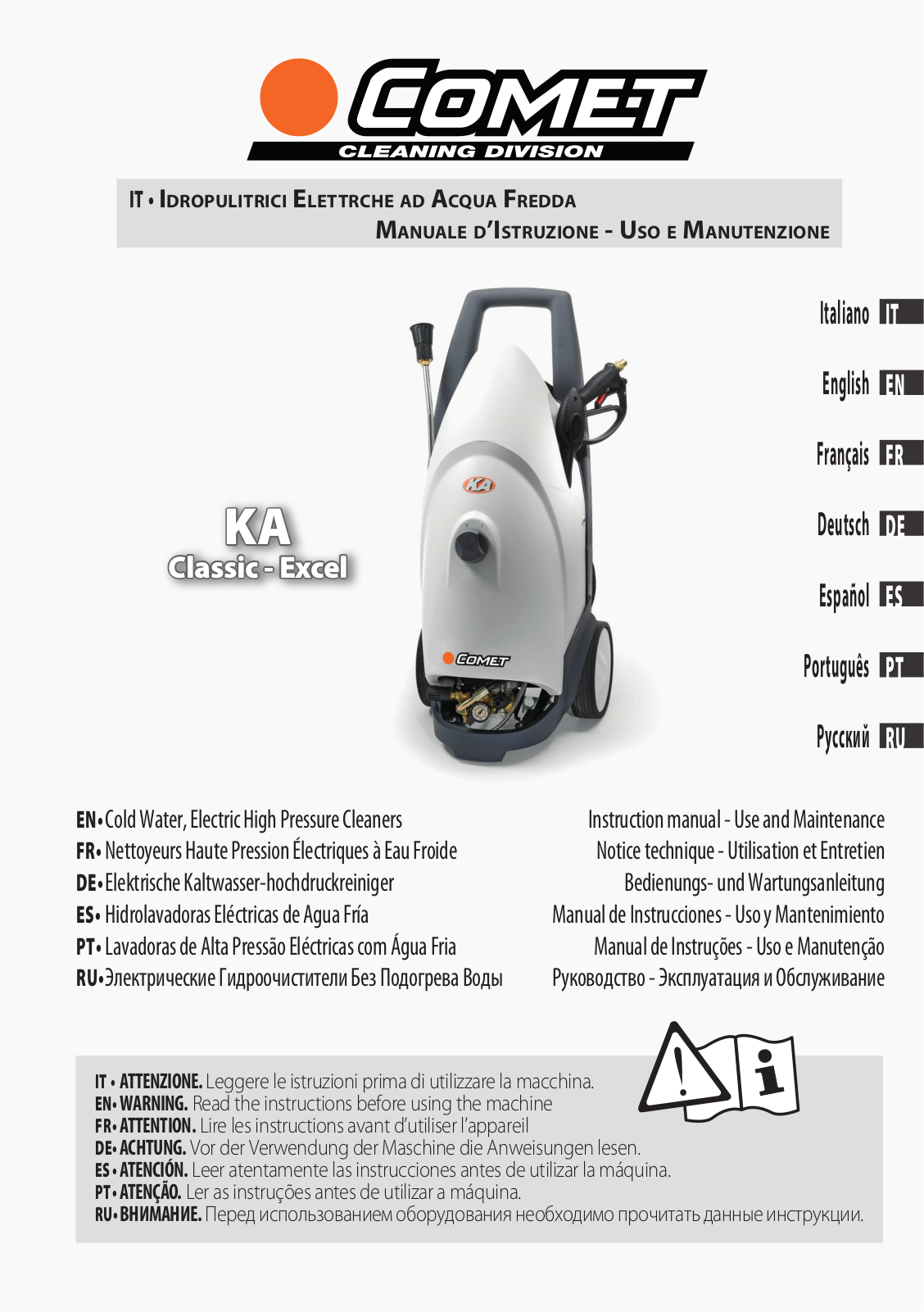 Comet KA CLASSIC, KA EXCEL Instruction Manual