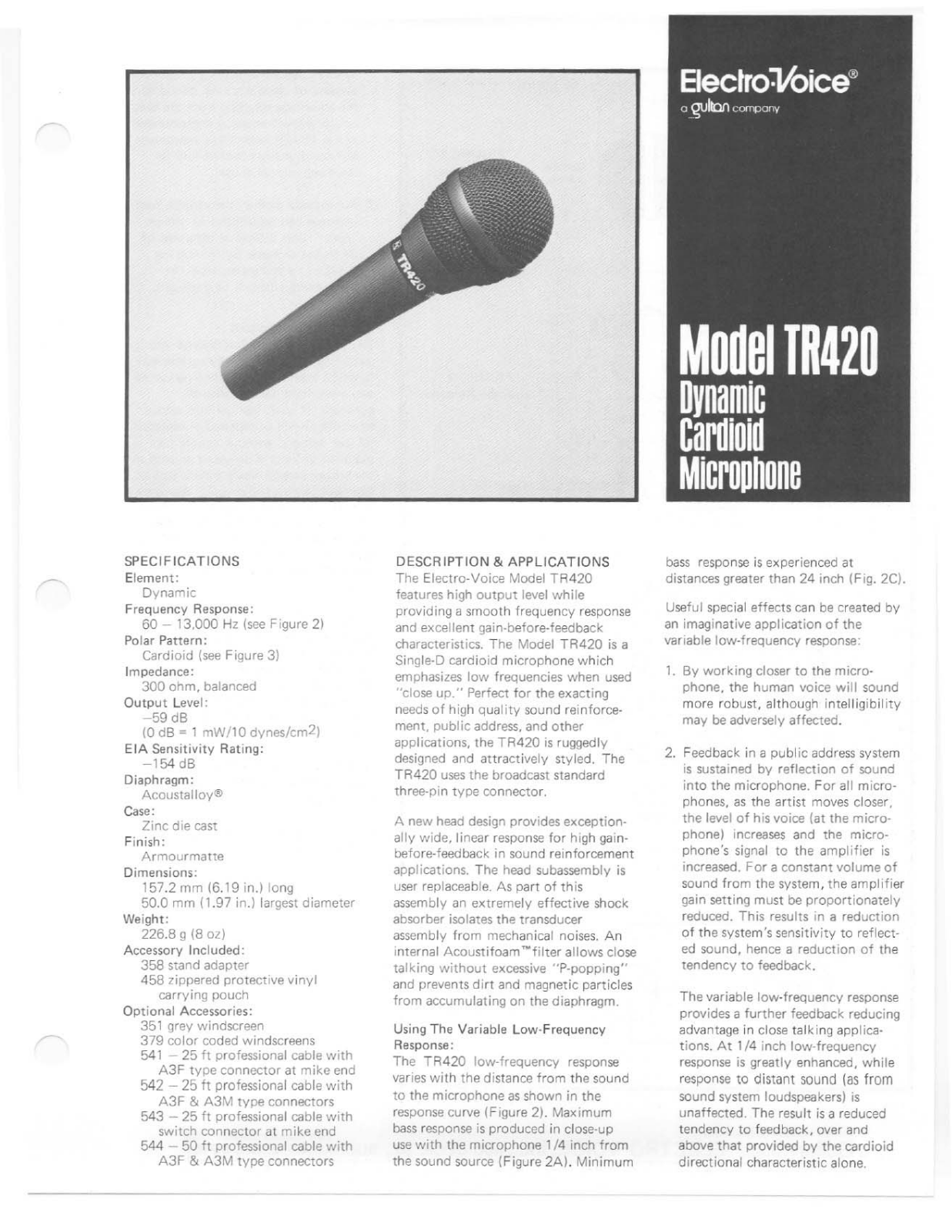 Electro-Voice TR420 User Manual