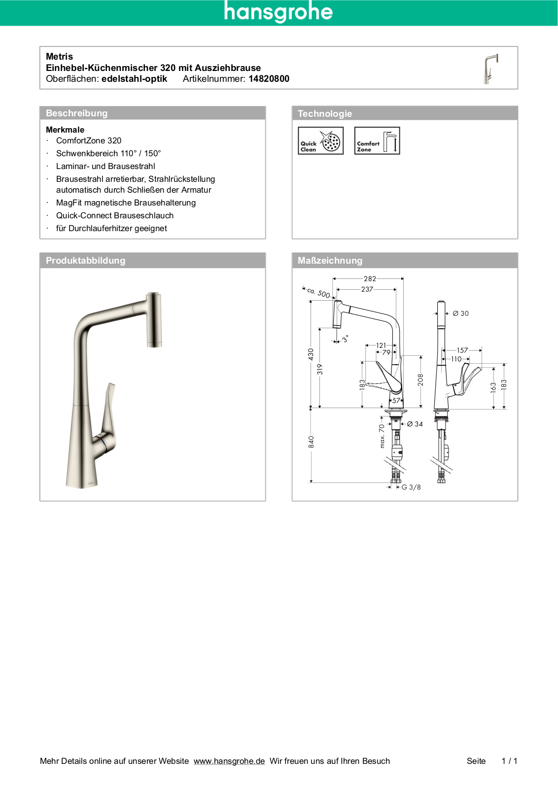 grohe 14820800 User Manual