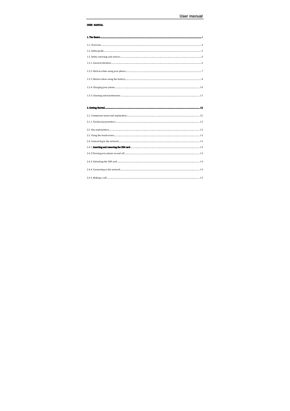 Telecell Mobile M50L Users manual