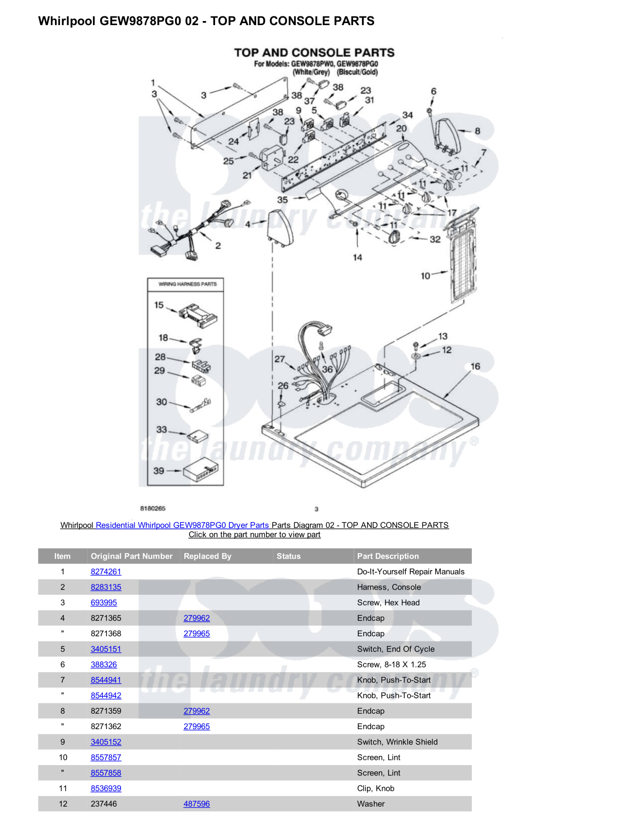 Whirlpool GEW9878PG0 Parts Diagram