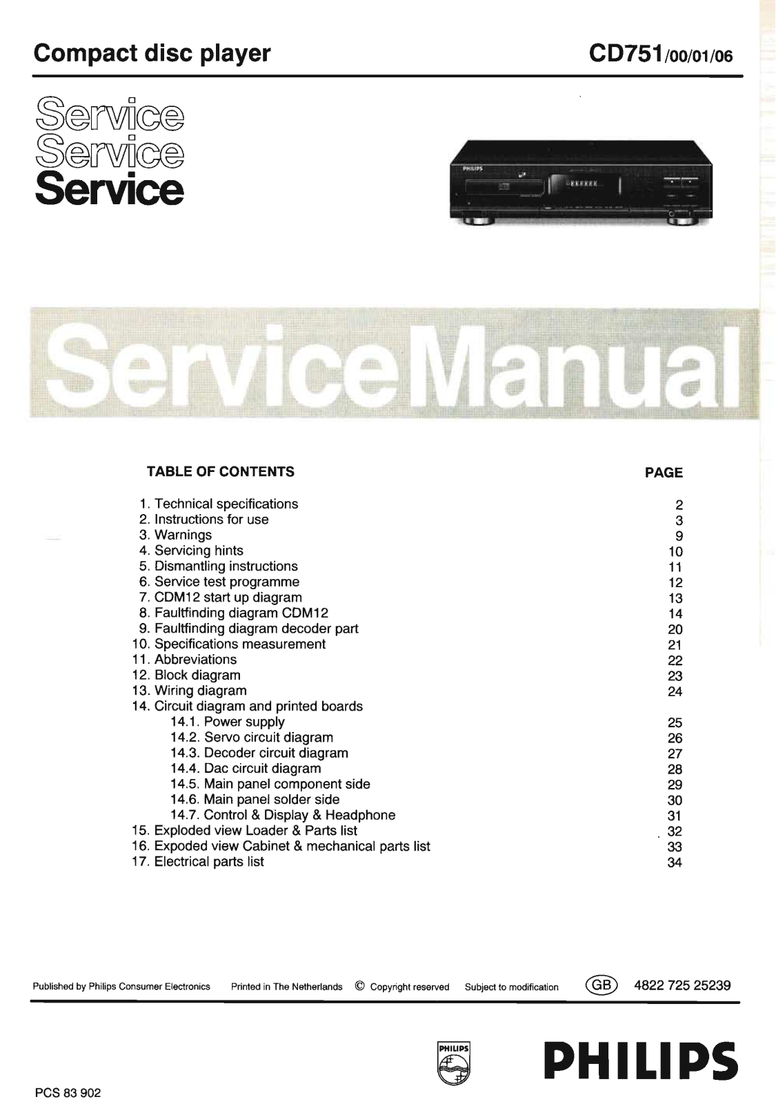 Philips CD-751 Service Manual