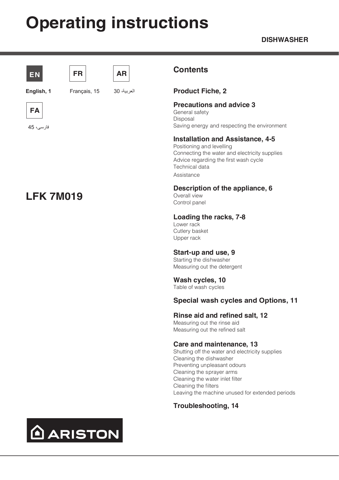 Hotpoint LFK 7M019 EX, LFK 7M019 X EX User Manual