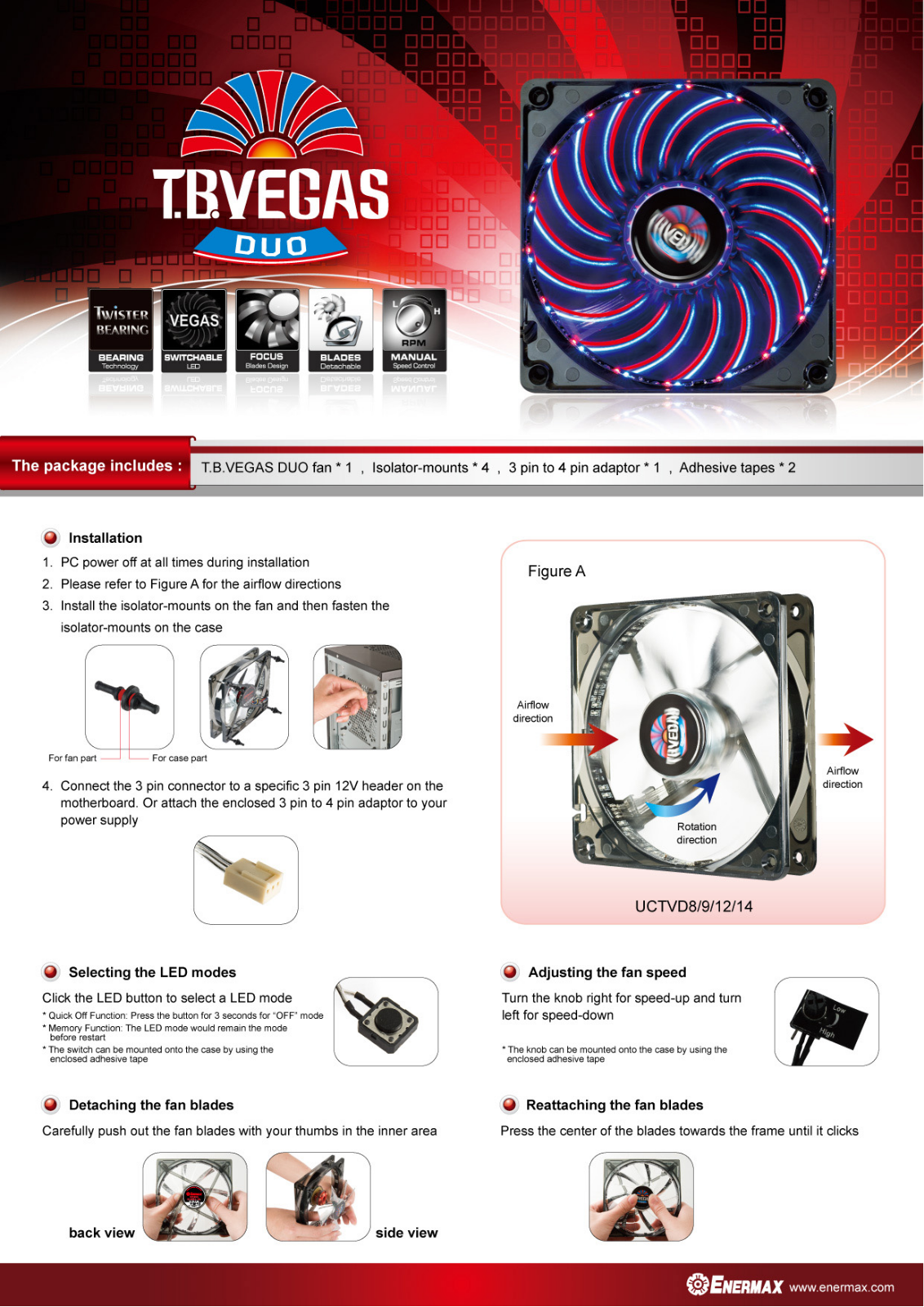 Enermax UCTVD8A, UCTVD14A, UCTVD12A DATASHEET