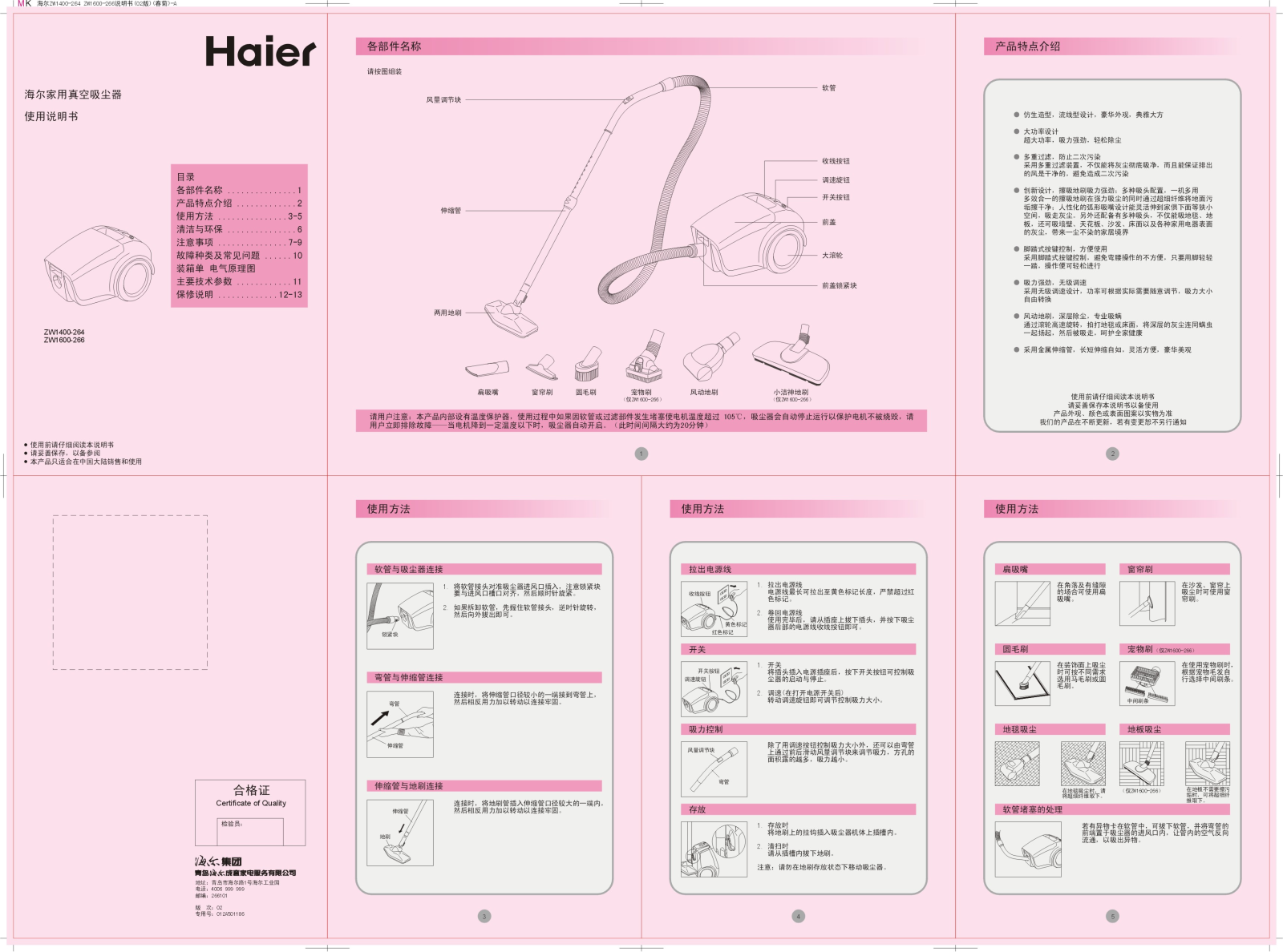 Haier ZW1400-264 User Manual