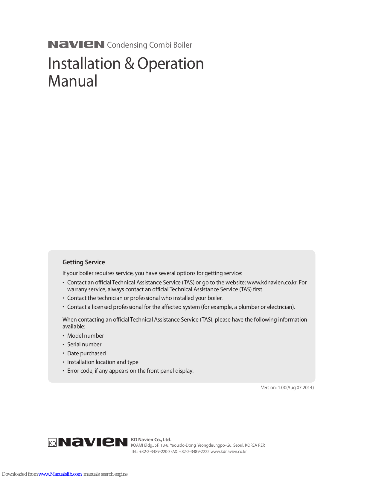 Navien NCB-24LSWE, NCB-34LSWE, NCB-28LSWE, NCB-40LSWE Operation Manual